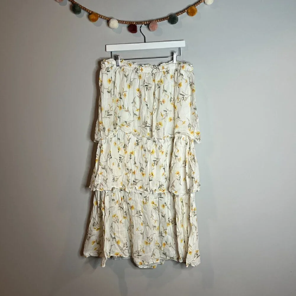 Happy Nature white floral tiered maxi skirt - Picture 5 of 5